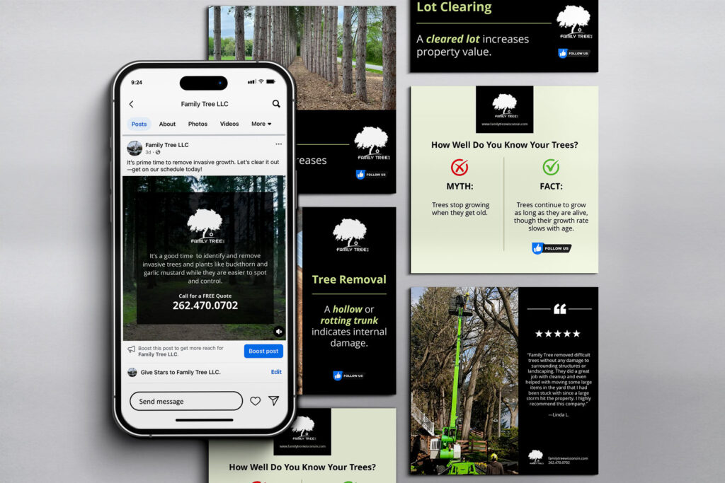 mockup of several social media posts