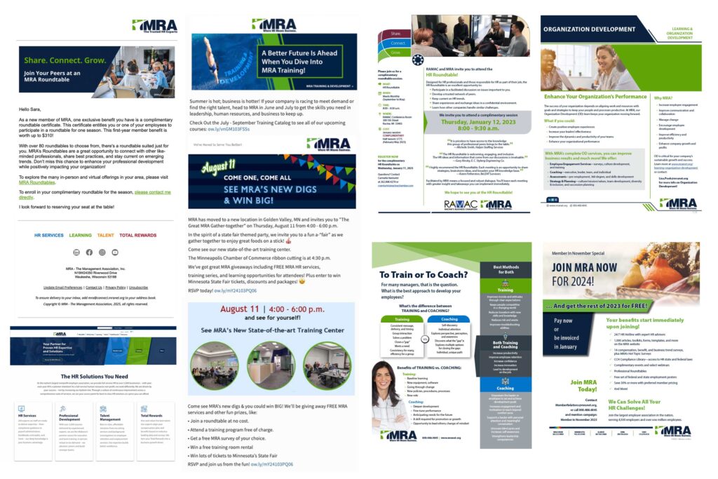 Collage of marketing graphics before brand transformation